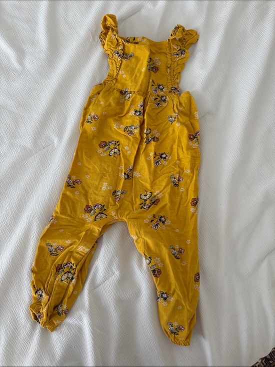 Old Navy Other - Old Navy Mustard Yellow Floral Ruffle-Strap Jumpsuit